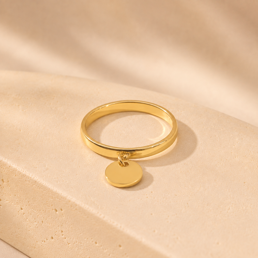 Soleil Ring | Personalised Gold Initial Charm Ring